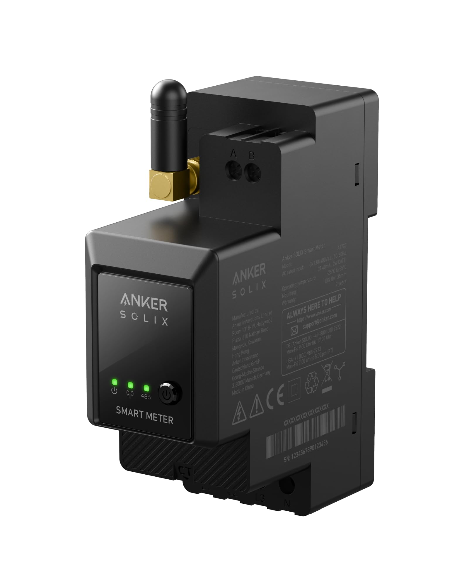 Anker SOLIX compteur intelligent, sans fil, compatible Wi-Fi, Bluetooth et RS-485, durée de vie 10 ans, protection fabricant 2 ans, précision 1 watt, ajustement rapide, configuration facile, économies