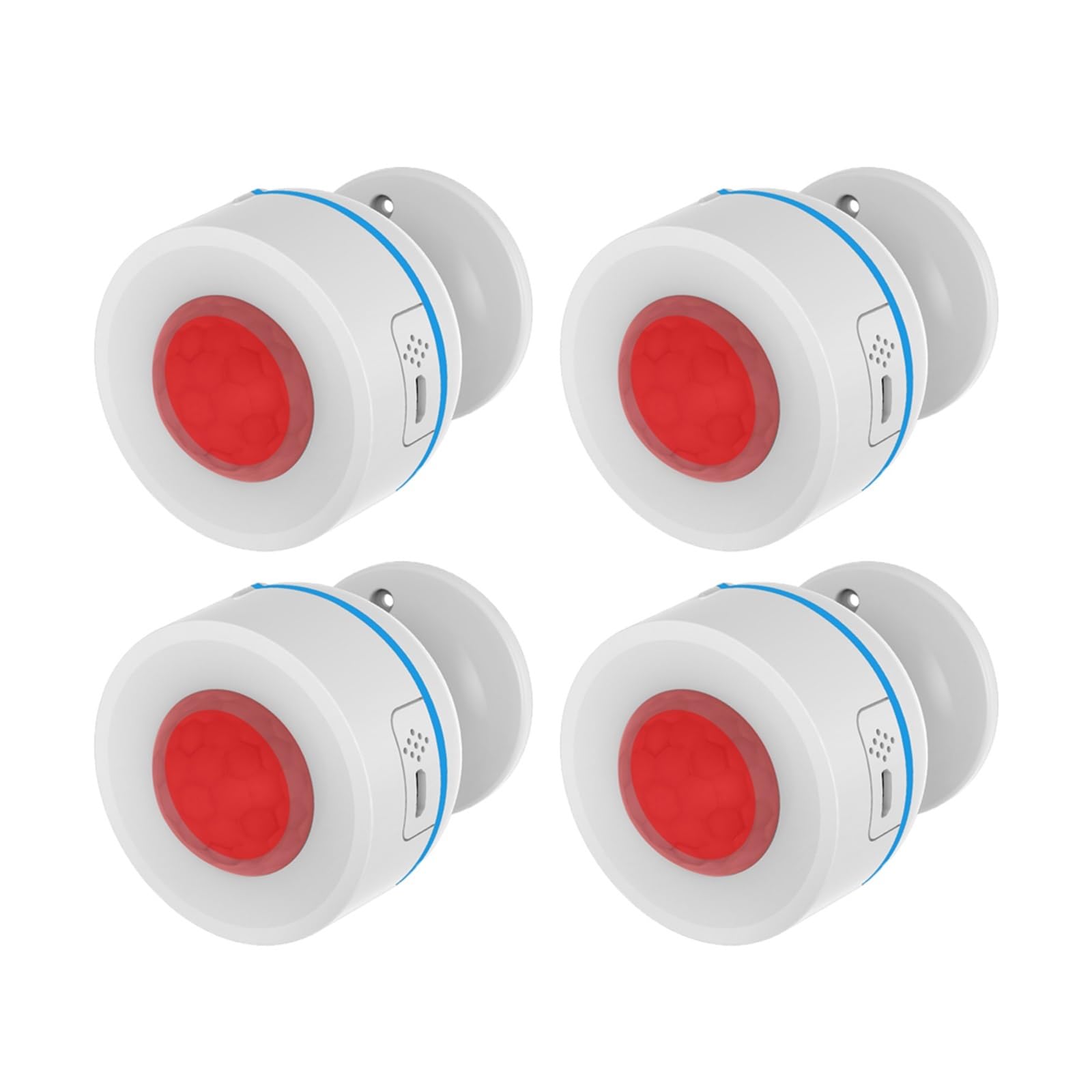 CUDTAPI Motion Sensor Mini Infrared Human Body Detector Movement Alarm W/Temperature Humidity Detection(4PCS)