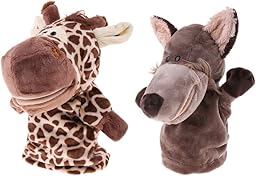 Sharplace Marionnettes à Doigts en Forme d'animaux Mignons pour Pochettes Surprise Récompense à l'École - Girafe + Loup