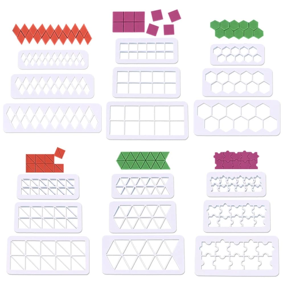 Tvoip 9 moldes para tartas y galletas, cortadores geométricos de galletas, rombos cuadrados y escala de rompecabezas para decoración de cupcakes de cumpleaños (juego 2)