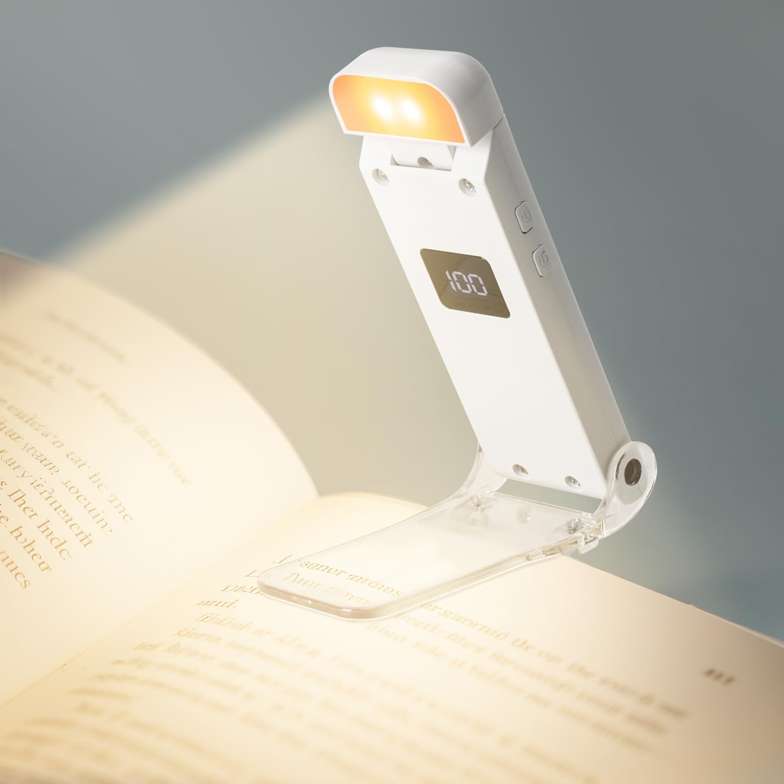 5 LED Book Light, Reading Light Book Lamp for Reading at Night with 3 Eye-Care Modes & 5 Brightness Levels, Rechargeable Timer, Battery Display & Indicator, Adjustable Reading Lamp for reading