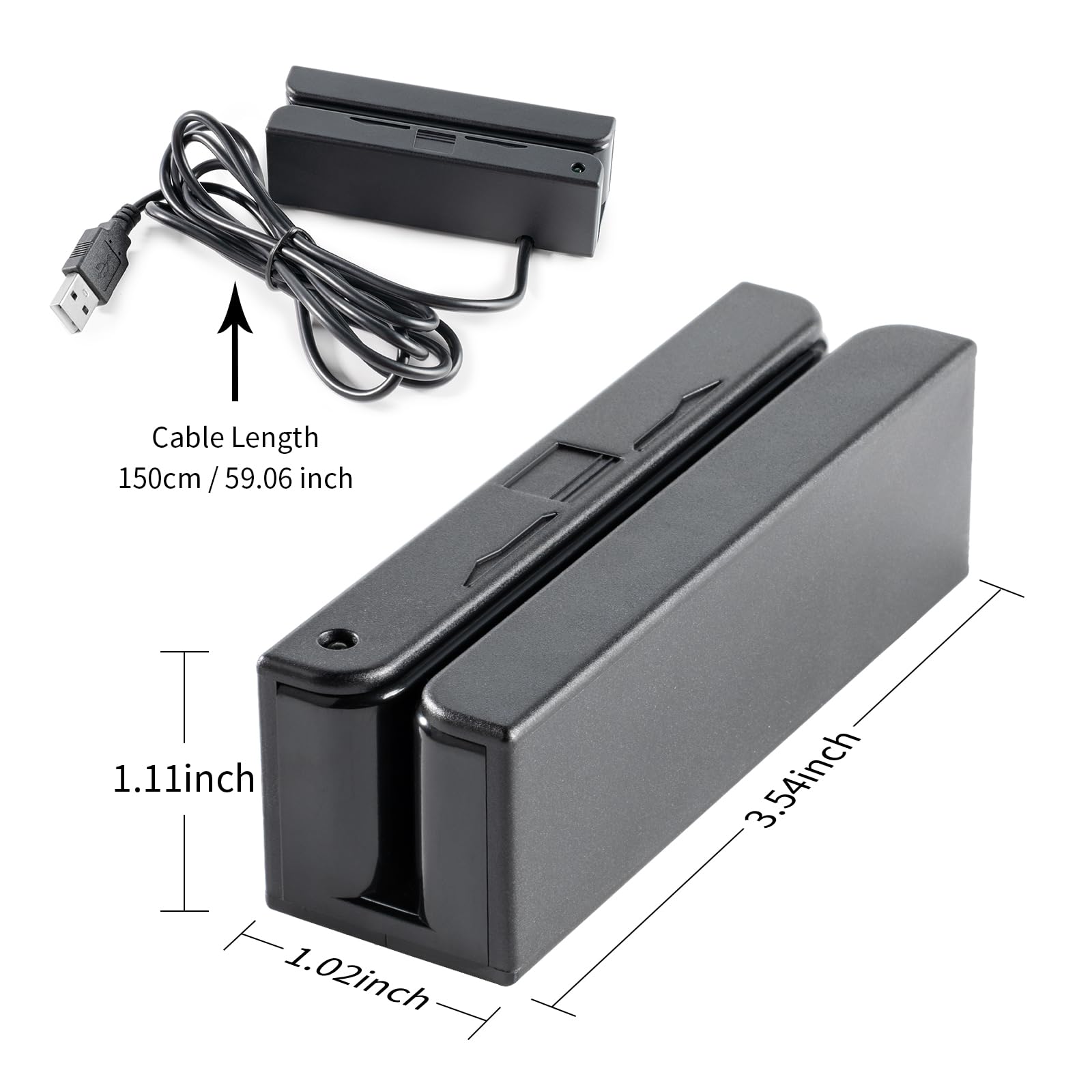 Mini Msr100 Lector magnético de tarjetas de magnéticas de 3 pistas Recopilador de datos Hi/Lo, Lector de tarjetas USB Msr Stripe para POS, Control de acceso, Verificación de ID