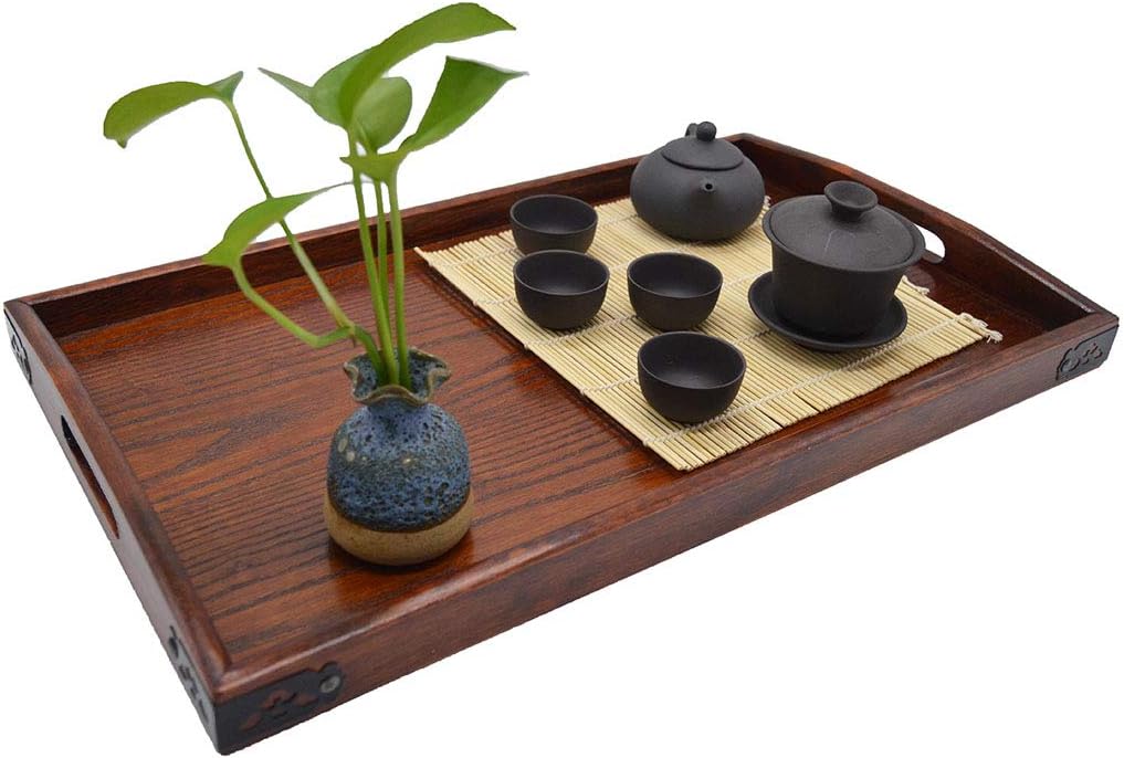 Super Brands Zhitao 19.6 x 11.8 x 1.9 Inches Large Rectangular Wood Ottoman Tea Tray with Handles Wooden Decorative Serving Wooden Bar Trays Dinner Breakfast Trays or any Food Tray Super Big Clearance! Zhitao 19.6 x 11.8 x 1.9 Inches Large Rectangular Wood Ottoman Tea Tray with Handles Wooden Decorative Serving Wooden Bar Trays Dinner Breakfast Trays or any Food Tray