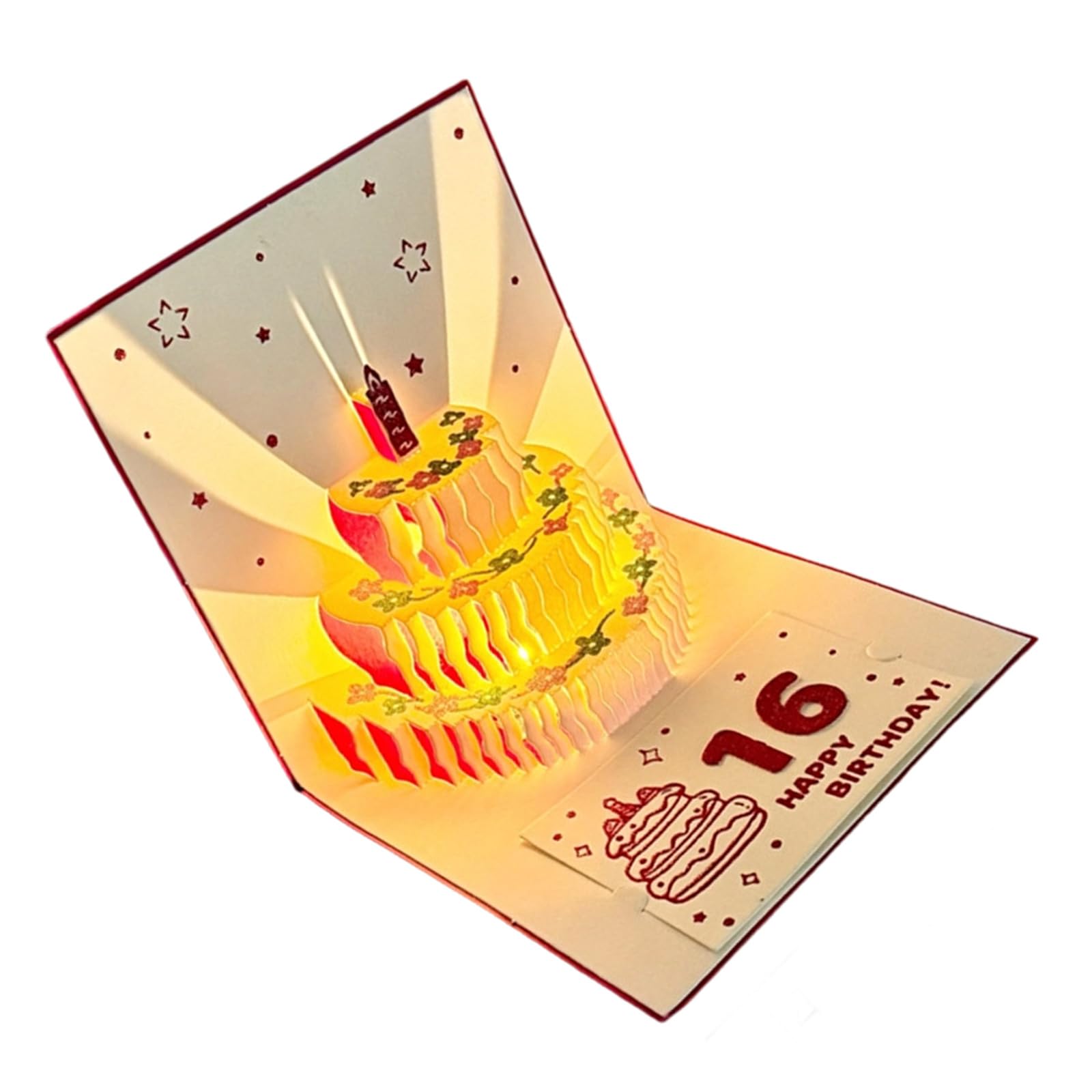 Meiliyizu 3D Musical Birthday Card Illuminated Birthday Cake Greeting with Light and Music for Celebration and Decoration LED Light Greeting