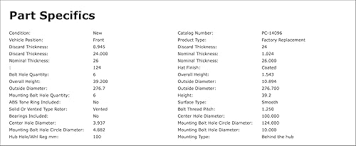 Miniatura 3 de Rotor de freno de disco delantero compatible con Nissan NP300 Diesel 2009 2010 2011 2012 2013 2014 2015