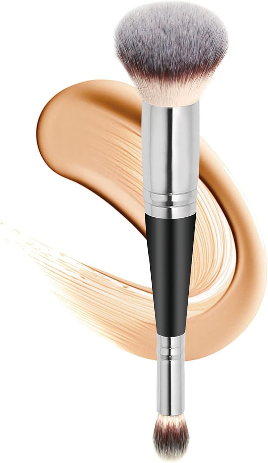 Double Ended Makeup Brushes, Rounded Taperd Flawless Brush Foundation Brush Concealer Brush, Makeup Brush Dual Ended for Liquid Cream Powder Blending Buffing Concealer