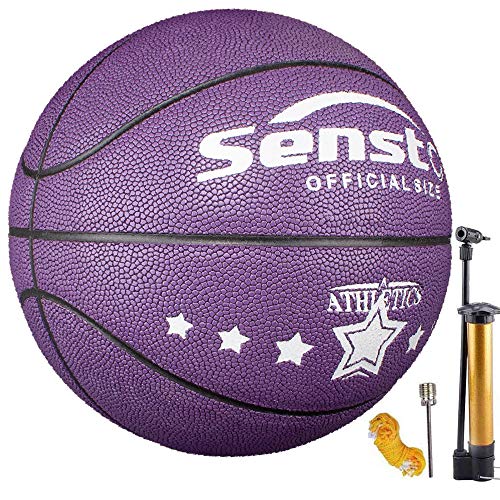 Senston Balon Baloncesto Niños Fluorescente Balon de Baloncesto Pelota Baloncesto de Cuero...