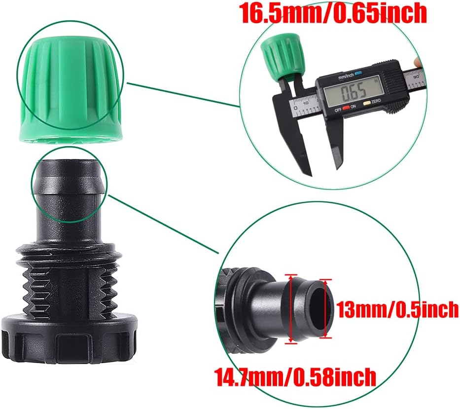 1/2” PVC Tubing Hose 33FT(10M),10 Pcs Barbed Tee 1/2 inch Tubing (1/2" ID x0.6-0.63" OD) 16mm to 1/4 inch Irrigation Tube Anti-Drop Quality Fitting (Fits 13mm ID / 4mm ID)