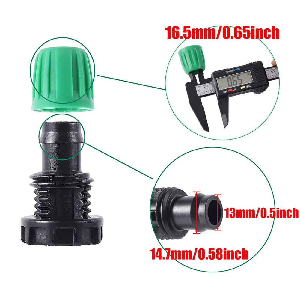 50 Pcs Drip Irrigation Emitters with 1/2”33FT Garden Irrigation Tubing Hose, Adjustable 360 Degree Drippers Sprayer for 1/4 inch Tubing, Garden Drippers Sprayer Perfect for House Garden Water System