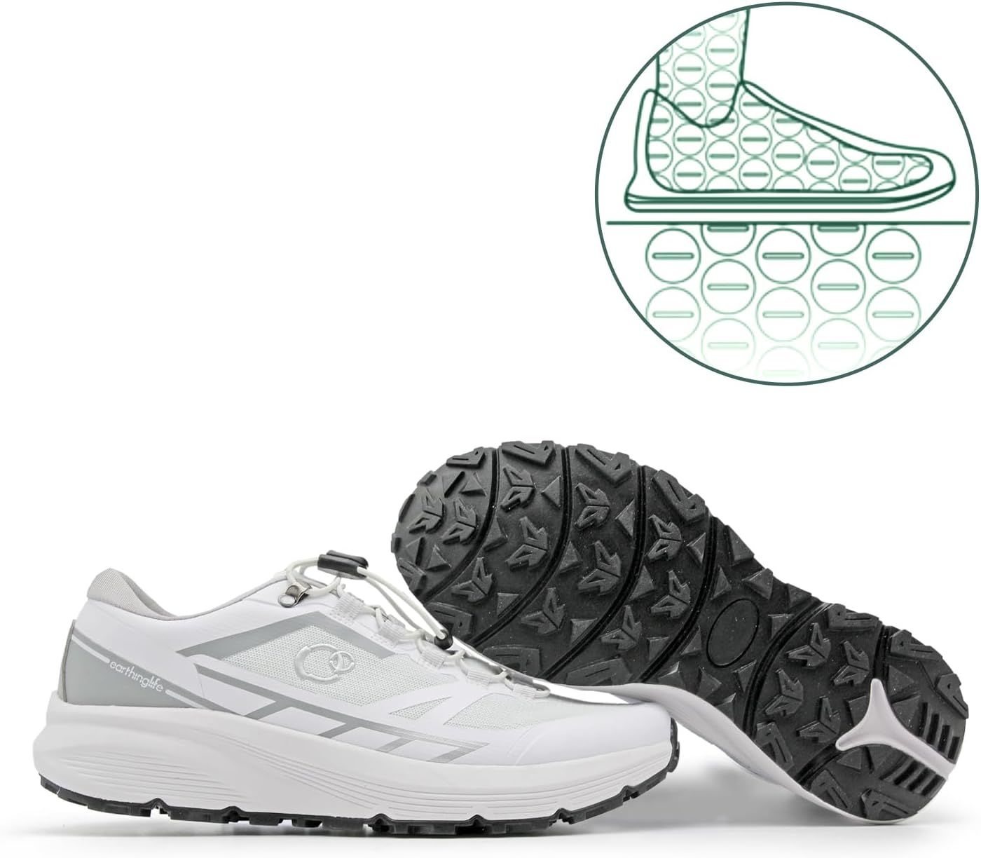 earthinglife grounding Trail Running Shoe for Men Connect to Earth for natual Healing, Waterproof Hiking Shoes Anti-Slip Rubber Outsole for Walking