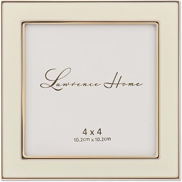 4x4 Gold Metal Picture Frame - Polished Enamel - Ivory