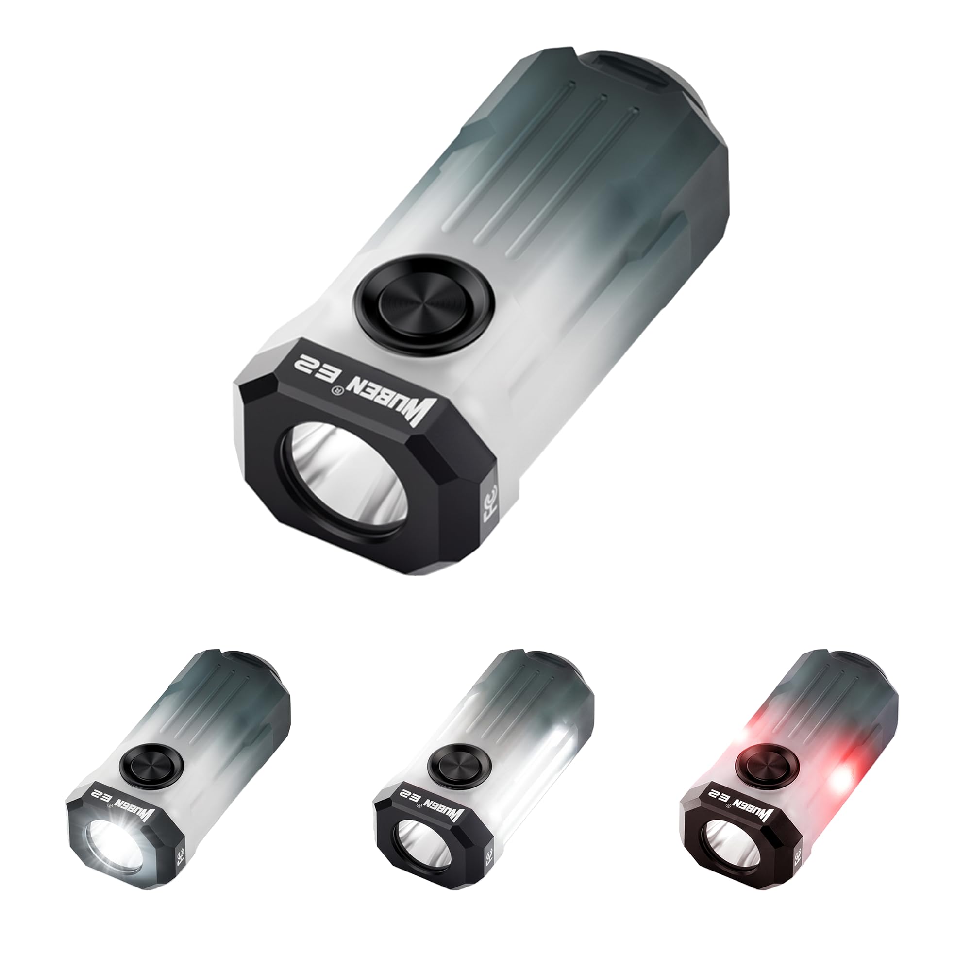 WUBEN E2 Mini Taschenlampe LED Aufladbar, Klein 3-en-1 Magnet Taschenlampe | 150 Lumens Mini Taschenlampe Schlüsselanhänger mit Seitenlicht & RGB für Camping Zuhause Outdoor Notfälle(P5 nicht enthalten)