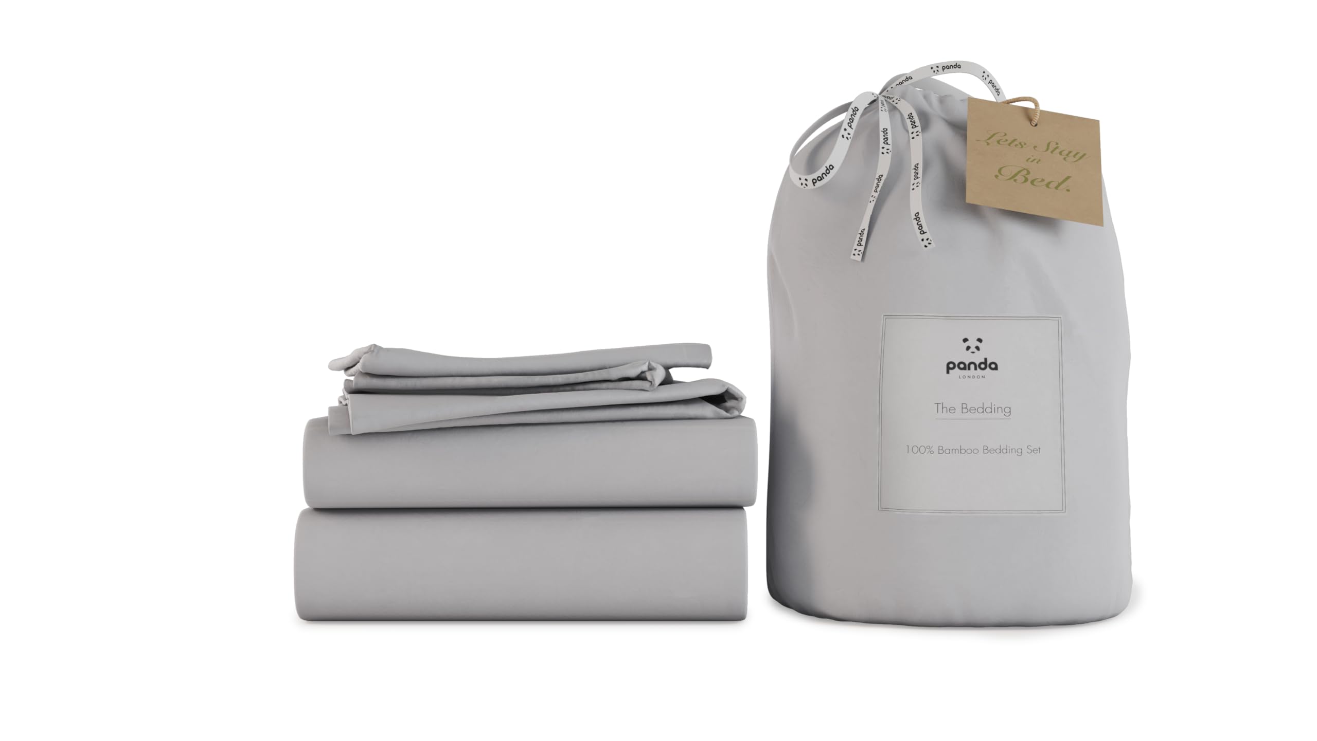Panda London Bamboo Complete Bedding Set - Eco-Friendly, Hypoallergenic, Full Set for Comfort, UK Double, Quiet Grey โ image 1