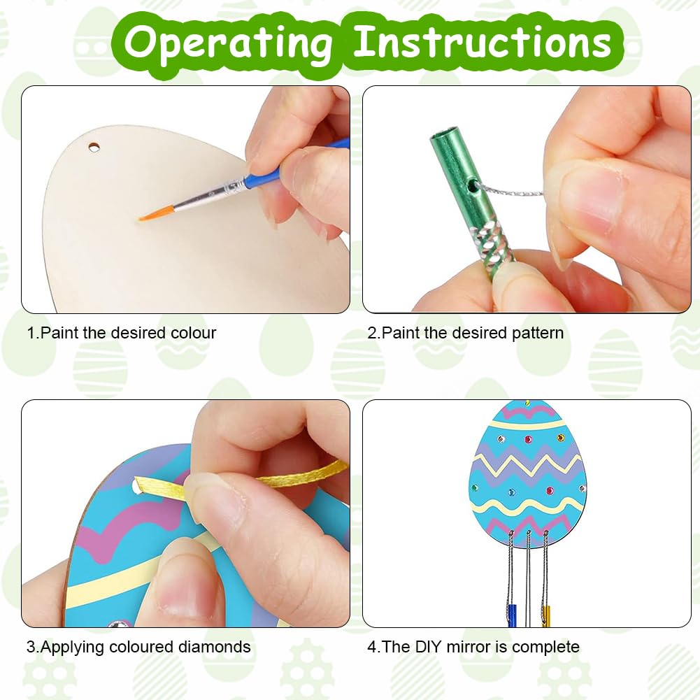 Kit DIY Carillons à Vent Pâques - 12 Pièces à Peindre Pour Enfants - Loisir Créatif