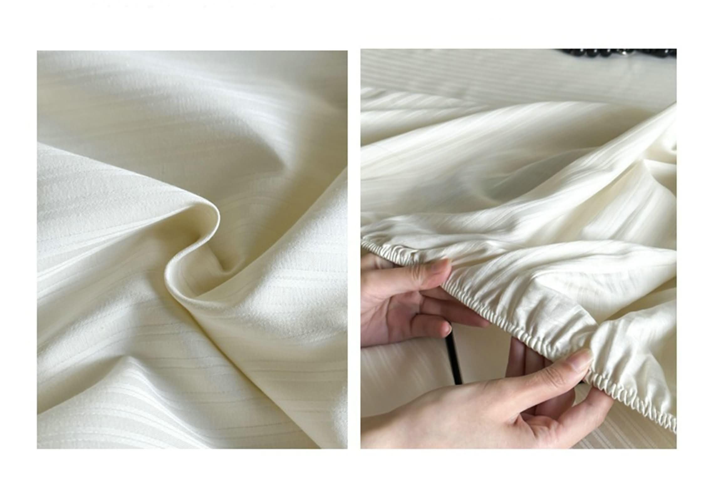 Bajeras Algodón, Patrón de Rayas, 120 x 200 CM, Bajera Cama Matrimonio Blanco