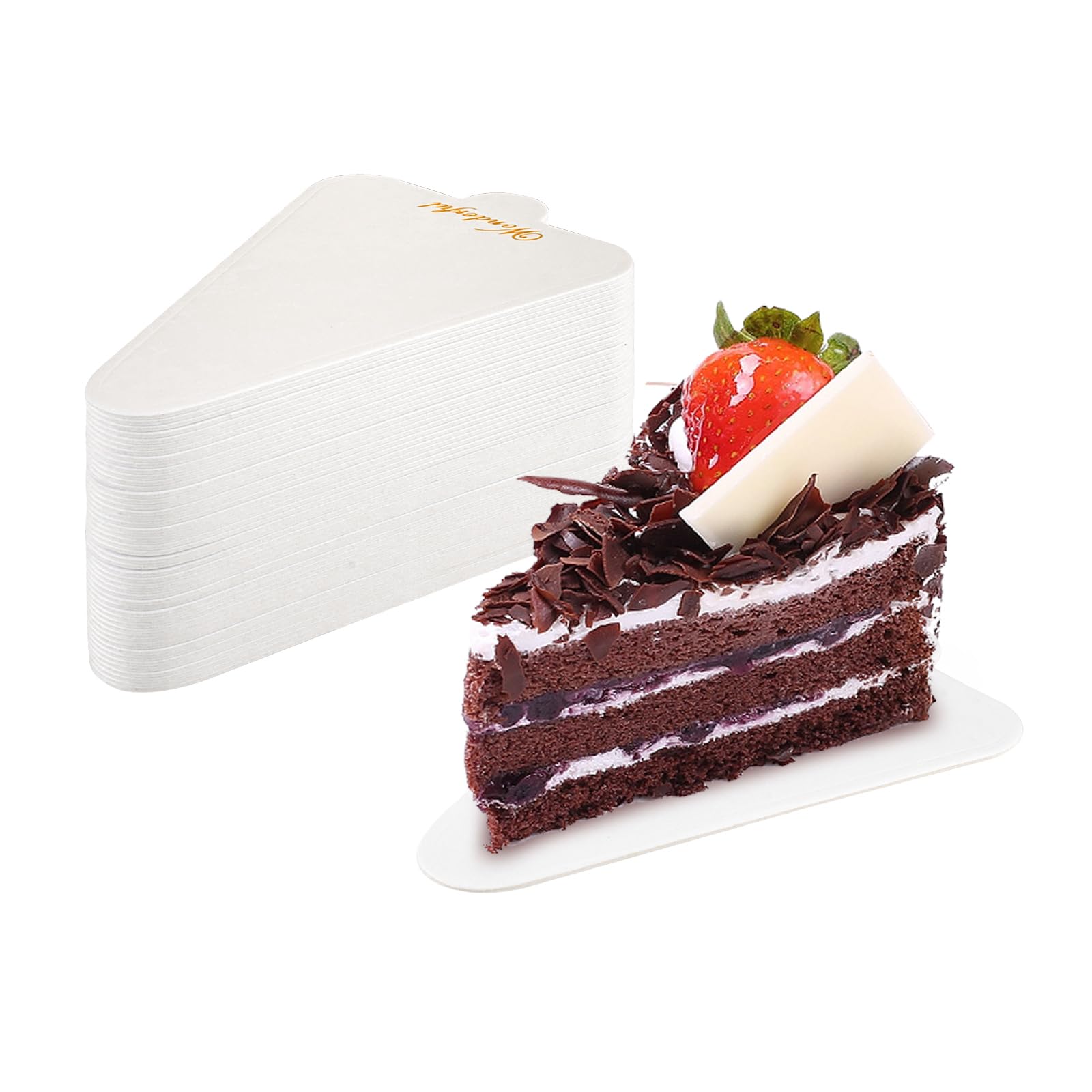Diakey Triangle 50 Pack Gold Foil Mini Cake Boards, 3.1X4.5in/7.8X11.5cm Cardboard Dessert Plates Cake Base Tray For Mousse Cupcake Chocoflan Baking Party Wedding,
