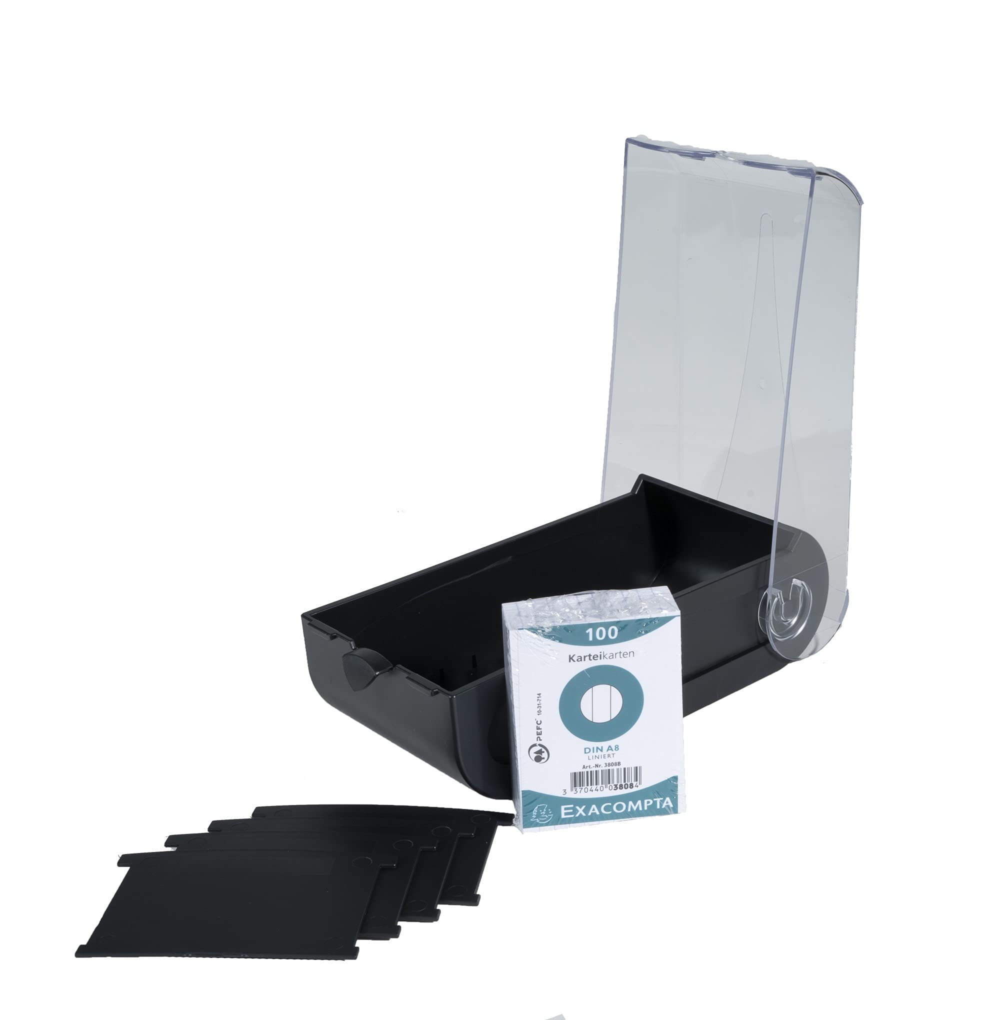 Exacompta Learning box BUNNYBOX A8 19,5x10x6,2 cm Office noir/cristal capacité 650 cartes