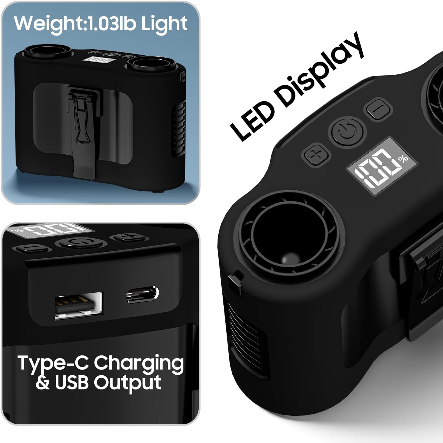 Portable Waist Fan, Dual-Sided Clip on Belt Waist Fan, 5 Speeds 16000RPM, MAX 40H Work Time, 20000mAh Rechargeable Wearable Personal Hands-Free Neck Fan for Outdoor, Hiking, Jobsite, Fishing, Black