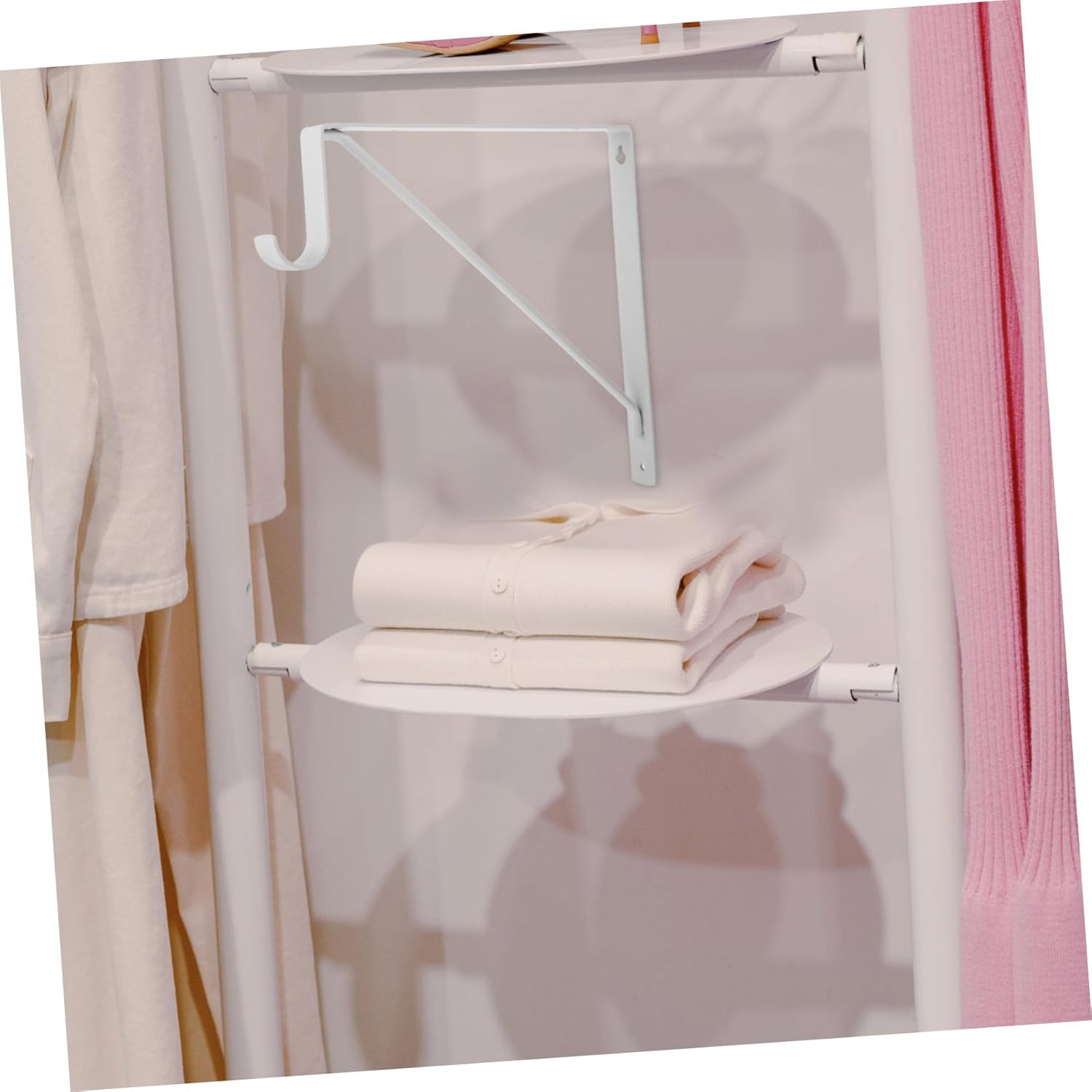 2pcs Wall Mounted Shelf Brackets Metal Floating Shelf Supports for Home Garage and Office Modern Design Resistance Easy Installation for Closet Rods