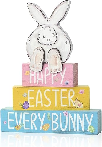 Miniatura 10 de Smile 6 Piezas Decoración de Interior de Navidad, Letreros de Madera Decoración de Mesa, Believe Merry Bright Árboles de Navidad, Ornamentos de