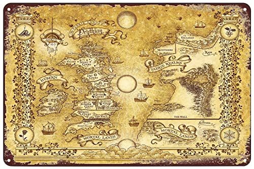 Vintage Metal Signs - Court Map: Thorns and Roses Tin Sign Fantasy Poster Wall Art Decor Plaque for Home Bar Pub Club Cafe 12x8 inhces.
