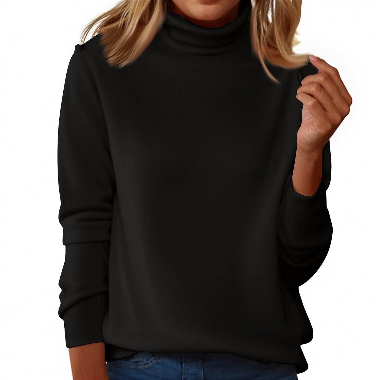 Womens Turtleneck Sweater Long Sleeve Knitted Wool Pullover Sweaters Fall Winter Casual Warm Cozy Trendy Tops Clothes