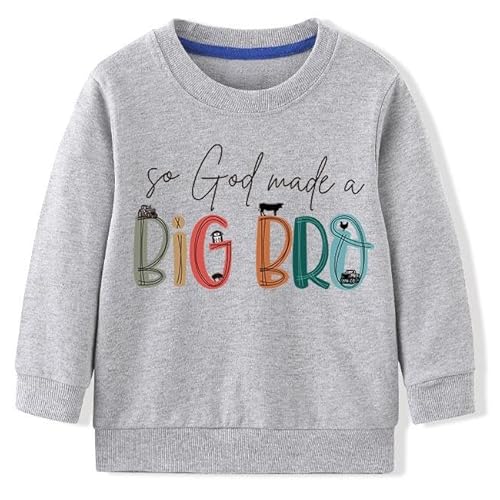 Big Bro Back to School Outfit Cotton Long Sleeve Sweatshirts Tees Fashion Tops Outfits Happy Holiday Winter,Grey 5t