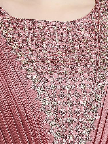 Image of Madhuram Women's Chinon Chiffon Traditional Ethnic Long Western Dress with Embroidery Work Long Kurta(M-2361)