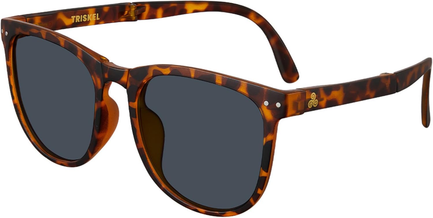 Triskel Santa Monica Foldable Sunglasses Polarized UV400, TR90 Frame with Spring Hinges, Lightweight & Stylish Case Included