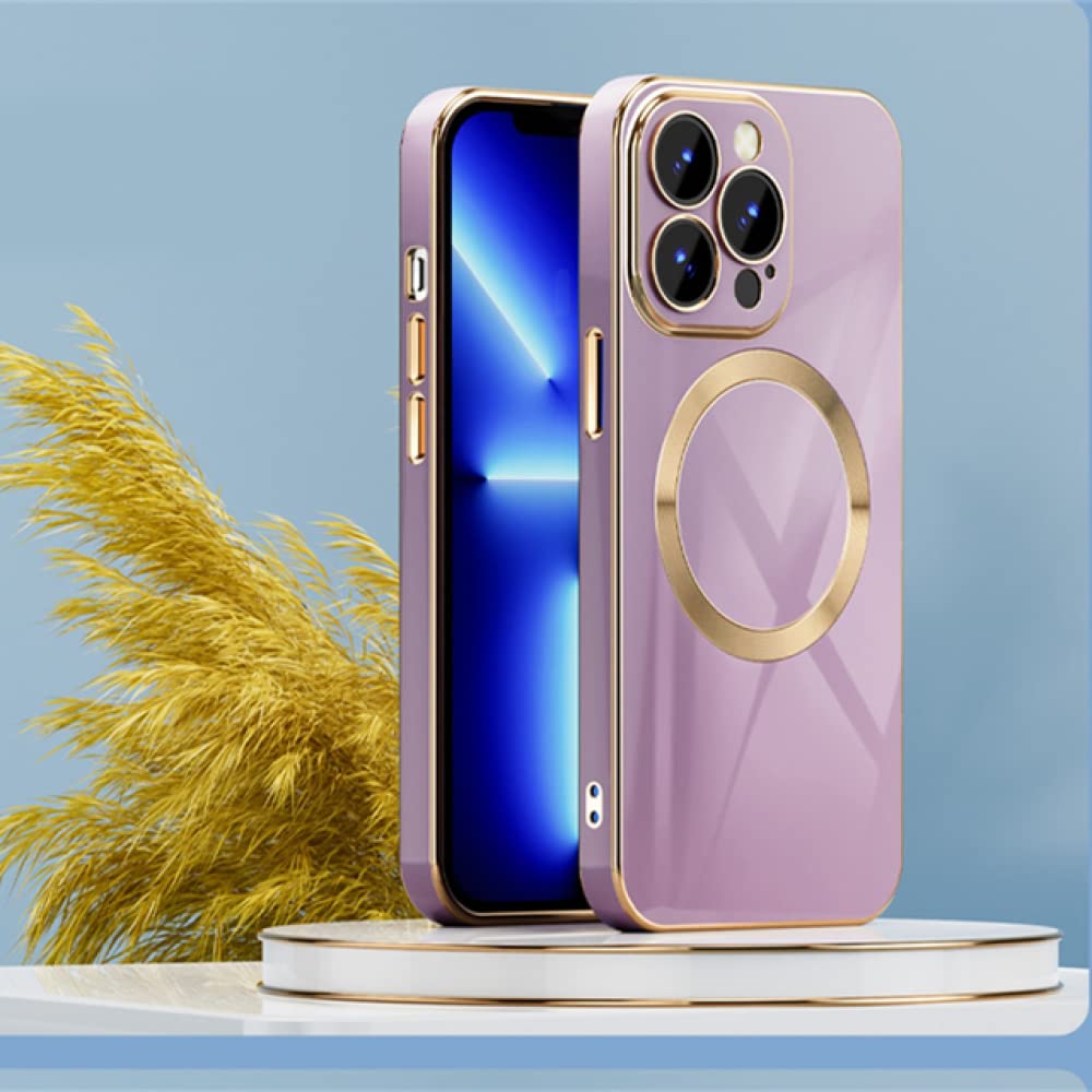 Coque iPhone 13 Pro Max magnétique antichoc violette en verre 6D - 8