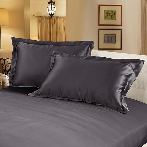 Lilysilk 22 Momme Oxford - Fundas de almohada de seda morera, Queen, carbón, 1 unidad disponible en Yaxa Colombia