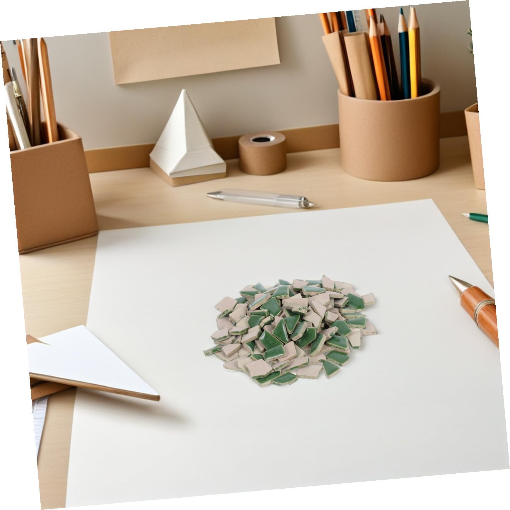 Piastrelle di Mosaico in Ceramica Irregolari Verdi 400g, 1 Confezione