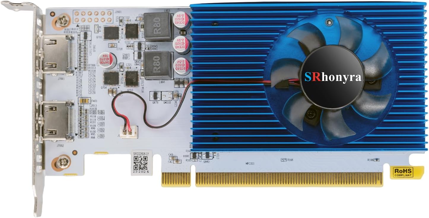 R5 230 Low Profile Graphics Card 2GB DDR3 Dual HDMI 1080P PCIe 2.0 x16 Bus Powered Support Splicing Mode 20 Watts SFF GPU