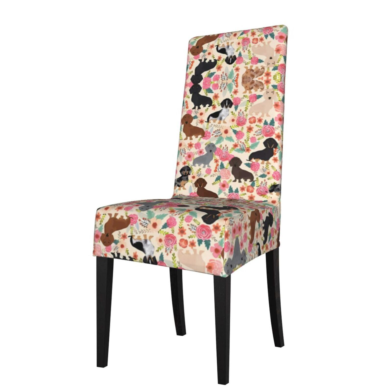 YYHHAOFA dachshund Prints Dining Chair Throw Covers Stretchable & Wrinkle-Free for Refreshing Your Furniture