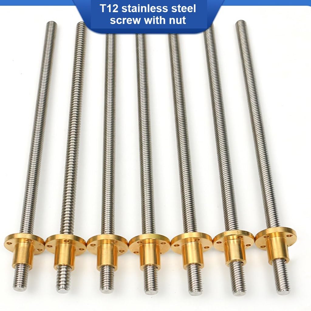 Präzisions-Trapezgewindespindel, T12-Gewindespindel for CNC-3D-Drucker, Steigung 2 mm, Steigung 16 mm, 20 mm, Länge 100–1000 mm, Trapezstange mit Kupfermutter, 1 Stück (850 mm, 16 mm)(750mm,16mm)