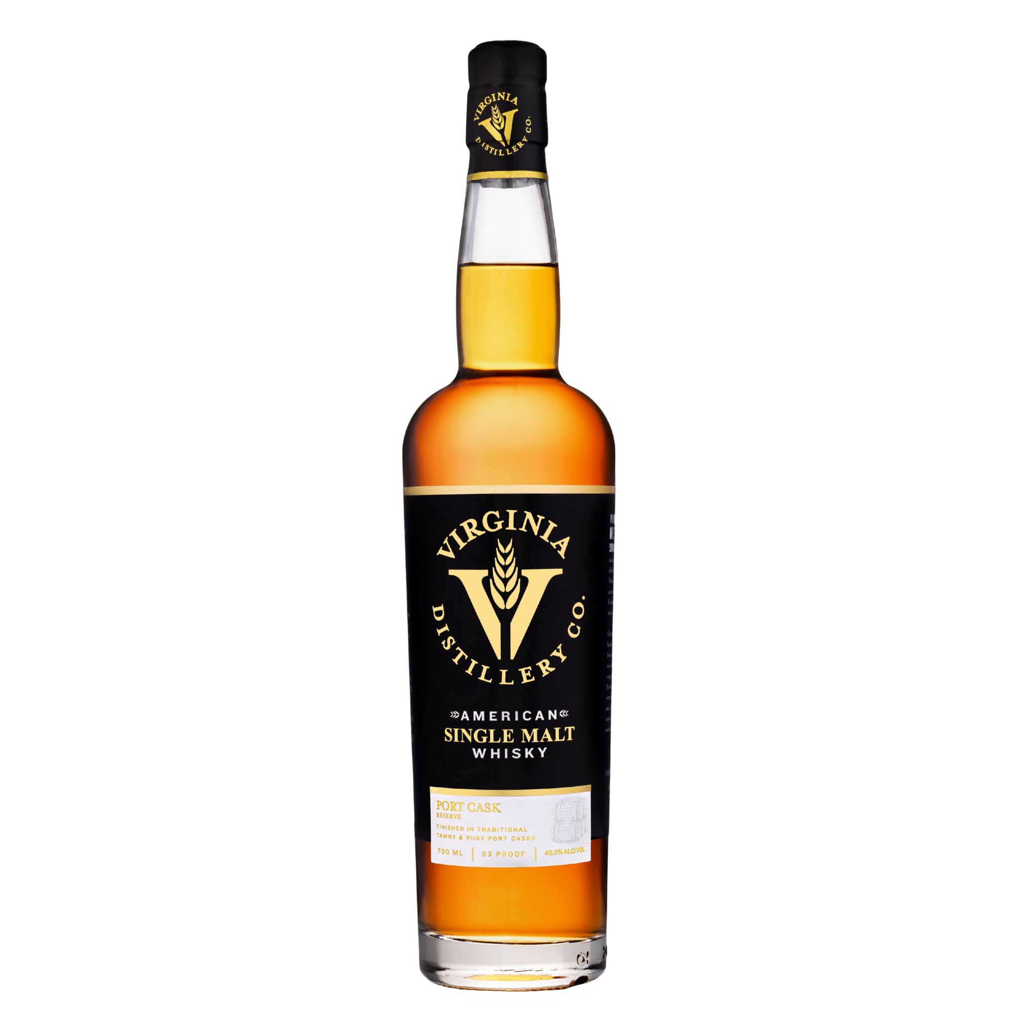 Virginia Distillery Co. American Port Finish Single Malt Whisky 700ml - 46.5% ABV American Whisky Finished in Tawny and Ruby Port Casks - Honeyed Fruit Cocoa and Spice