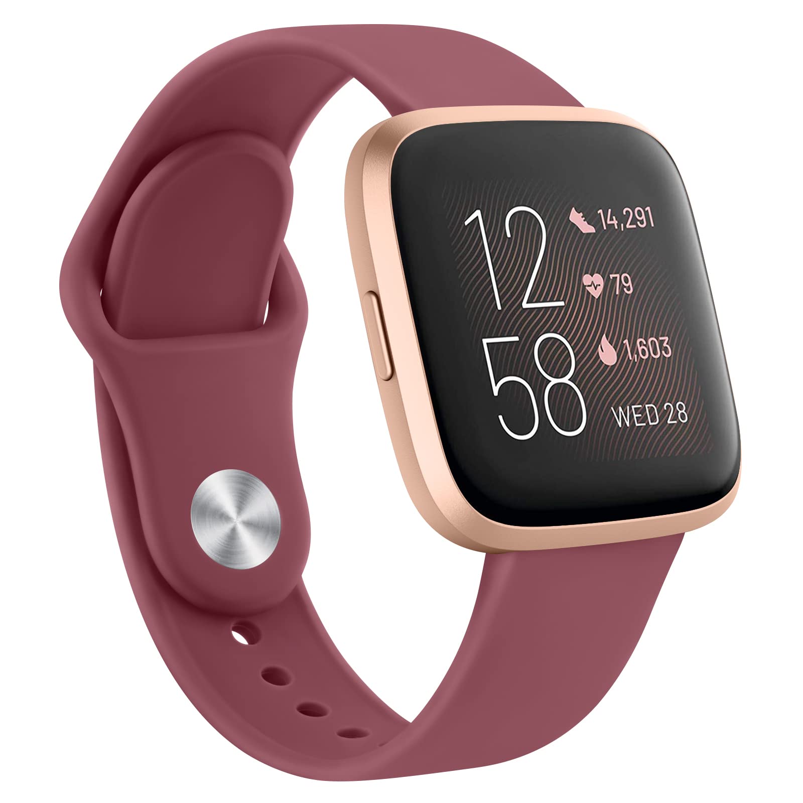 AK Silicone Bands Compatible with Fitbit Versa 2, Classic Soft Straps Replacement Sport Wristbands for Women & Men (Wine Red)