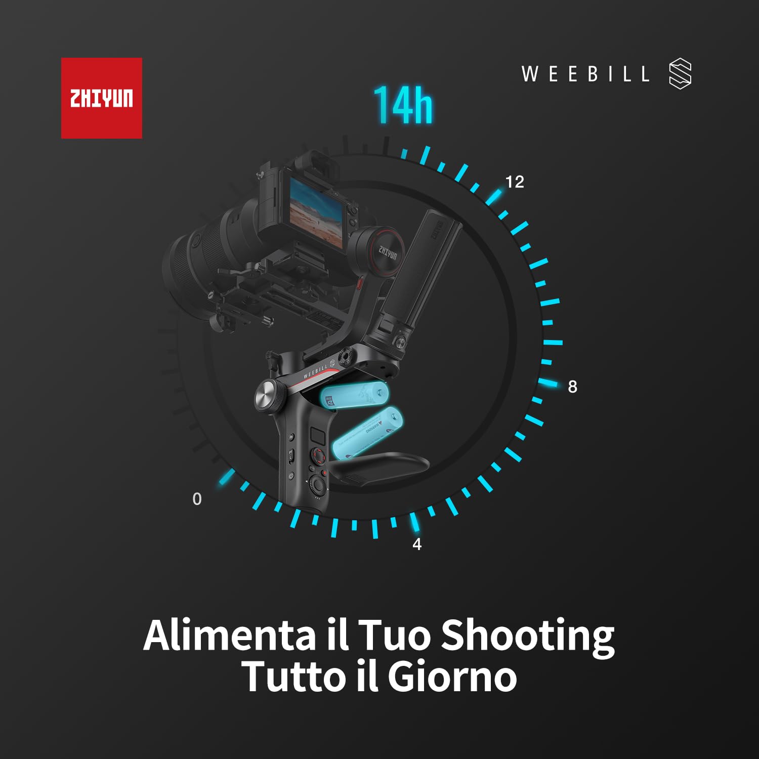 ZHIYUN Weebill S - Stabilizzatore per fotocamera, 3 assi Gimbal per fotocamera DSLR e mirrorless, design leggero, stabilità dinamica, disponibile per Canon/Sony/Panasonic/Nikon/Fujifilm