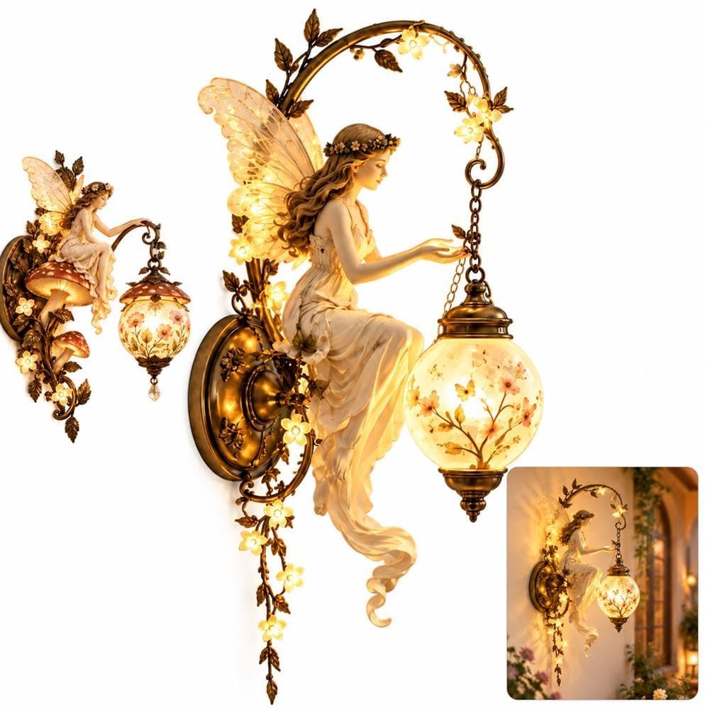 Enchanted Fairy Blossom Lantern Wall Light, Fairy Lamp Wall Decor，A