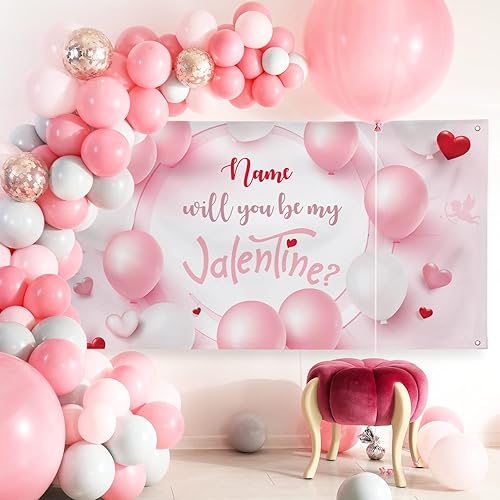 Miniatura 19 de Cartel de fondo personalizado para el día de San Valentín, decoración de San Valentín, letrero de vinilo con texto en inglés "Be My Valentine
