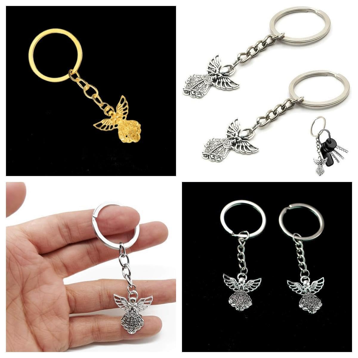 30 portachiavi a forma di angelo custode, regalo di nozze, regalo per ospiti, con etichette vuote e sacchetti in organza, per regali per feste, decorazioni per baby shower, oro