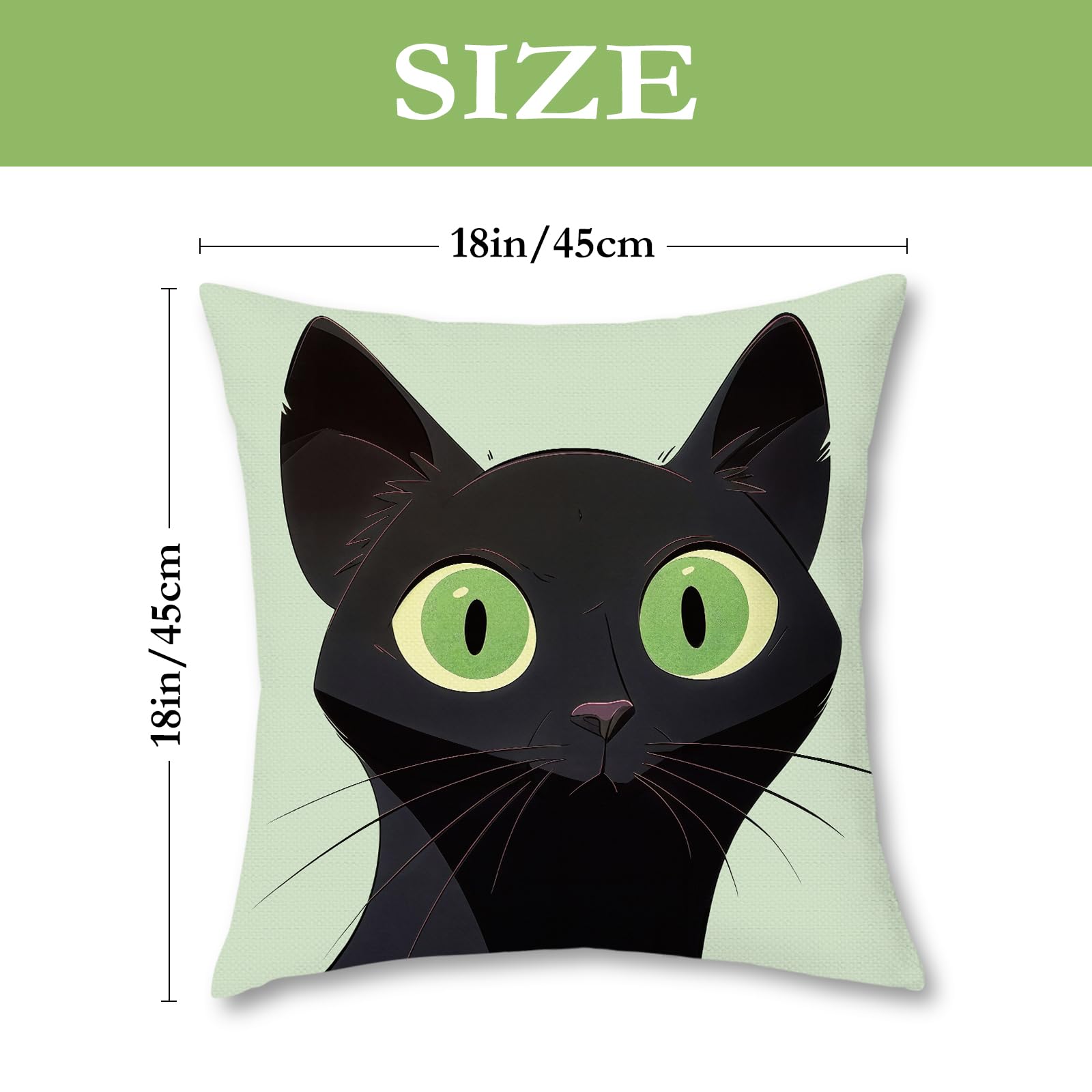 BREASOME Cushion Covers 45 x 45 cm Set of 4 Black Cat Cushion Covers Polyester Decorative Square Throw Pillow Cases for Sofa Couch Bedroom Living Room - Image 4