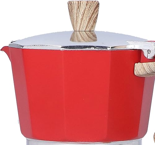 Miniatura 9 de Cafetera de café expreso para estufa, colorida cafetera cubana de 4 tazas Moka Pot Classic Italian Espresso Pot para capuchino (rojo)