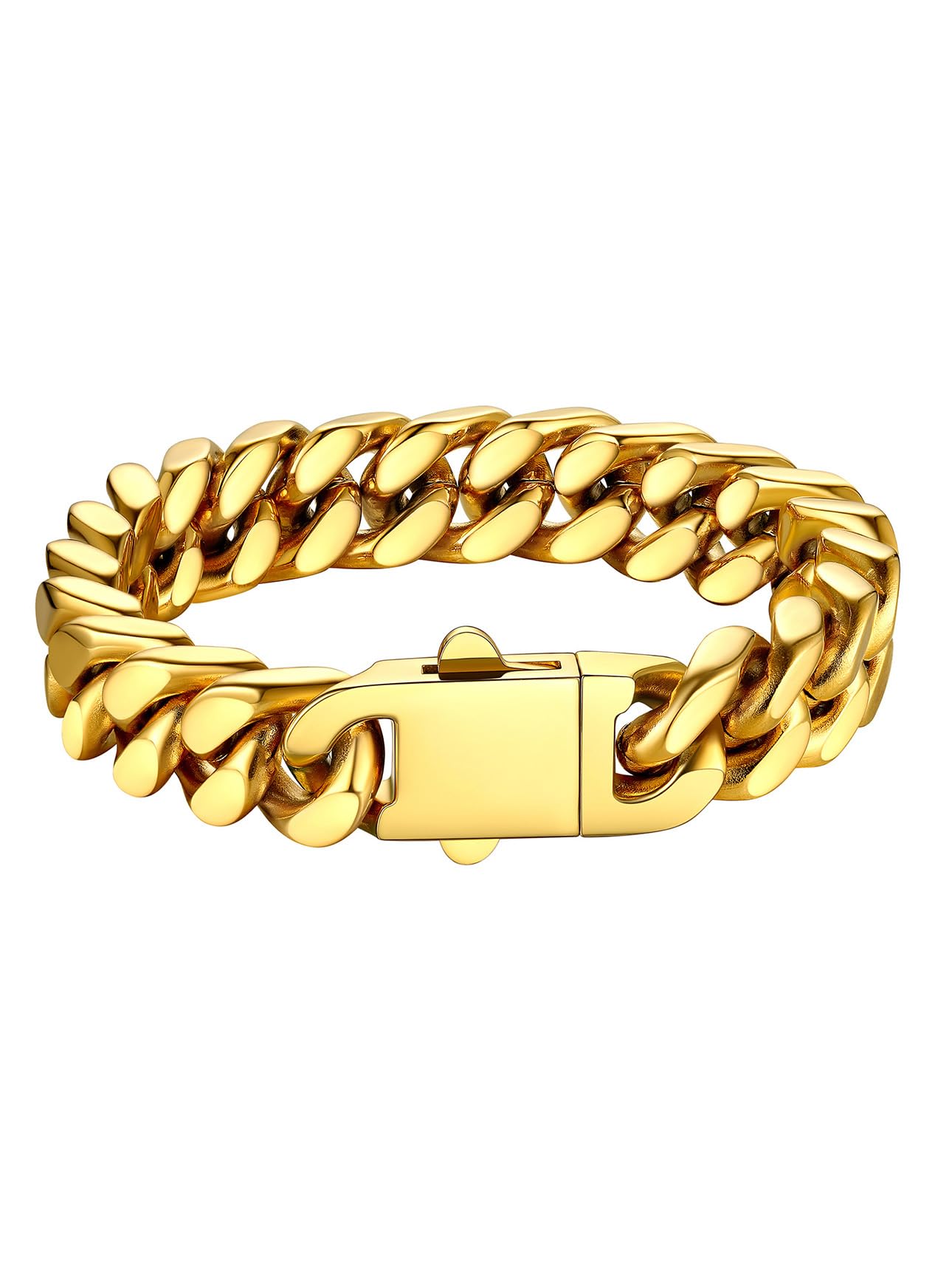 Bestyle Pulsera Hombre Acero Inoxidable 316L Pulseras Cubanas Cadenas Eslabones hombre y mujer,5/7/9/12mm Ancho,Plateado/Dorado/Negro,19cm/21cm/23cm Longitud Recycled Claim Standard 100