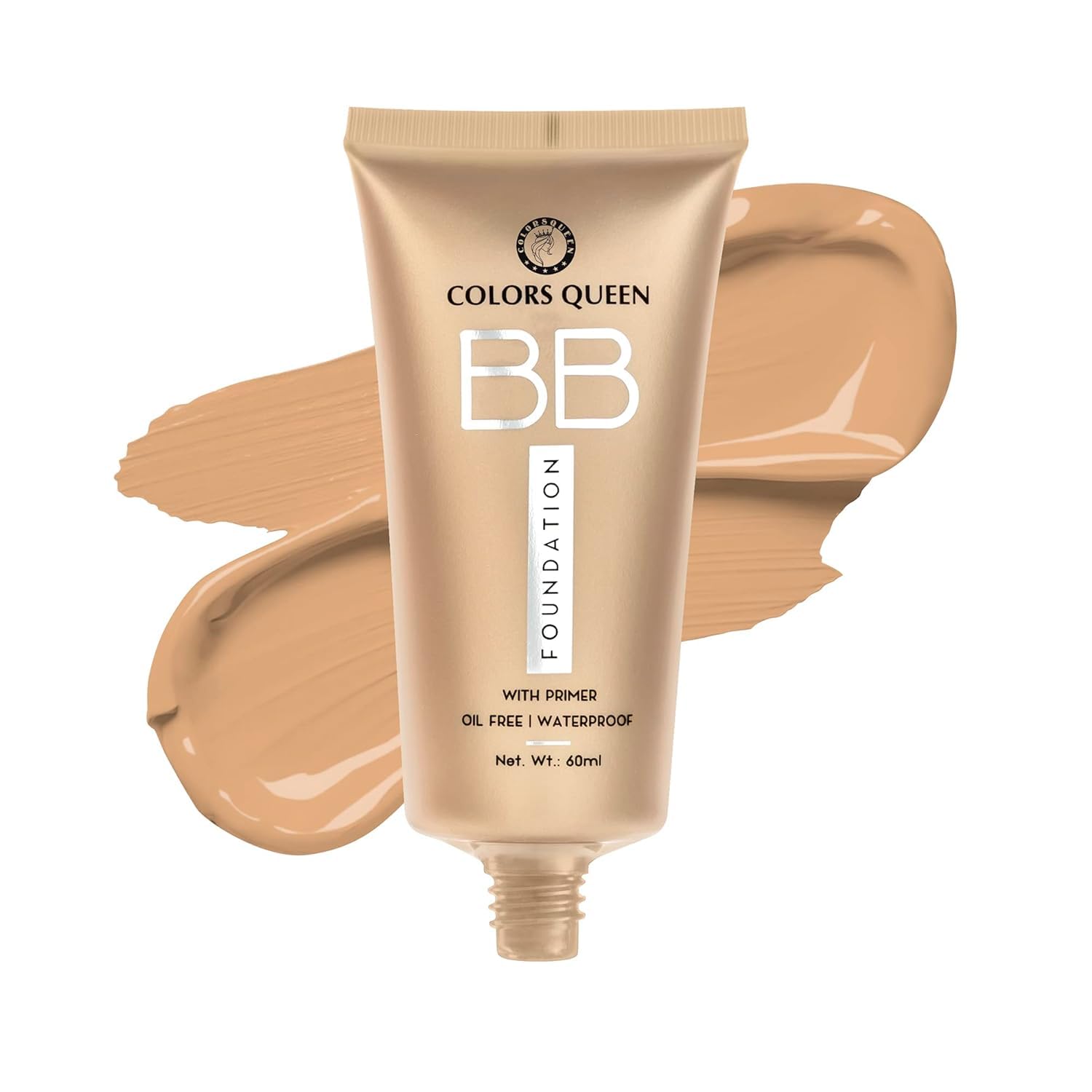 Colors QueenBB Liquid Foundation for Face Makeup | Matte Finish, Medium to Full Coverage Foundation with SPF | Waterproof, Sweatproof, for All Skin Types FT-014 (Single Unit, 03-Golden Beige)