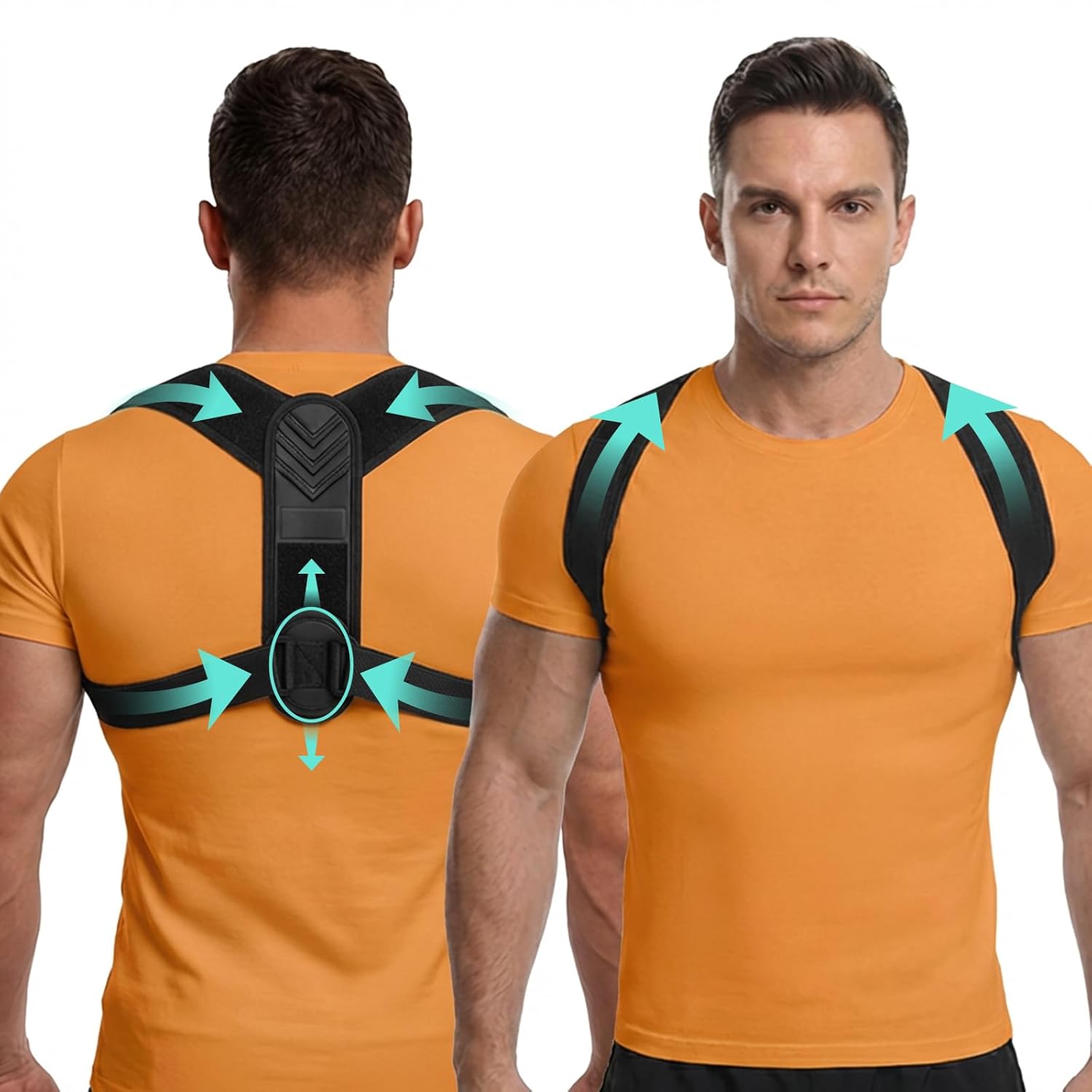 Gymgoer’s Back Posture Corrector for Men with Reinforced Support Plate, Upper Back Brace Posture Corrector for Lifting Form, High-Tension Back Straightener to Open Shoulders and Prevent Slouching