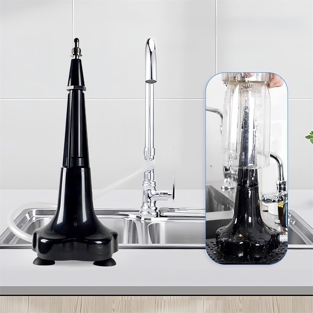 ZYNCUE Lave-vaisselle en verre pour usage professionnel, nettoyeur automatique de tasse avec activation de base en étoile, construction ABS, 37,5 x 12 x 12 cm, noir