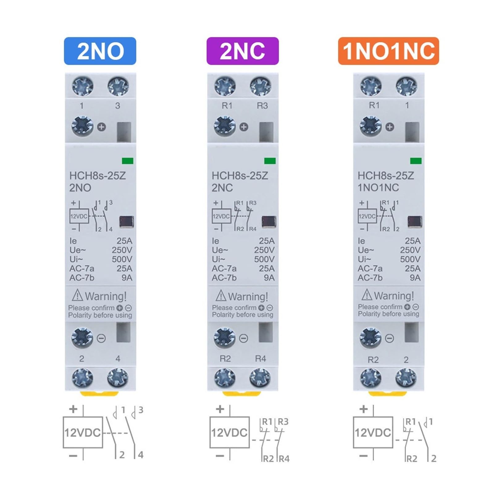 HCH8s-25 modułowy stycznik AC 25A 2P 2NO 2NC 1NO1NC 50Hz DC24V AC110V 220V domowy typ szyny DIN (16A 2NO AC230V)