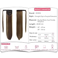 Vista 36 de SEIKEA Extensión de cola de caballo larga recta envolvente con clip, extensiones de cabello sintético suave natural para mujer, 35 pulgadas, marrón