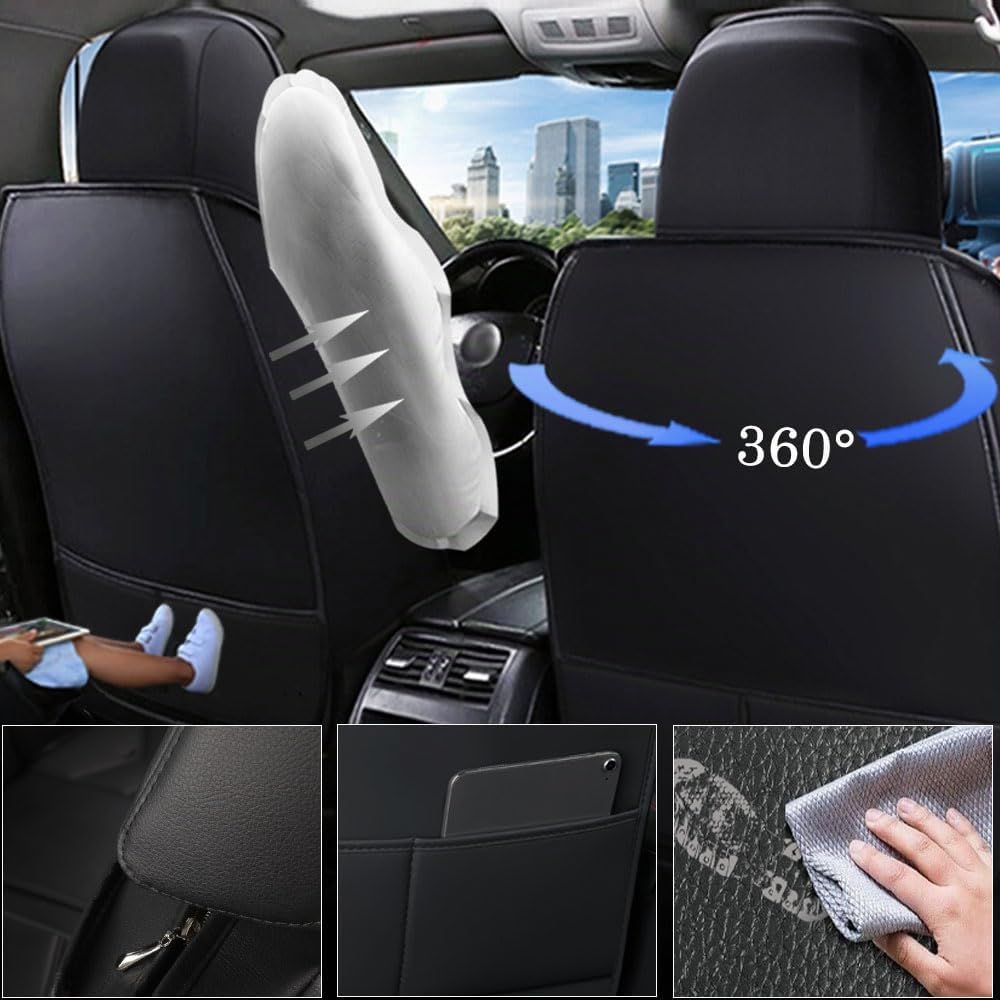 Ensembles de Housses de siège pour Peugeot 2008 206 207 SW 208 3008 307 308 SW 508 imperméables et résistants à l'usure, Respirants, faciles à Nettoyer, compatibles avec Les airbags (Noir)